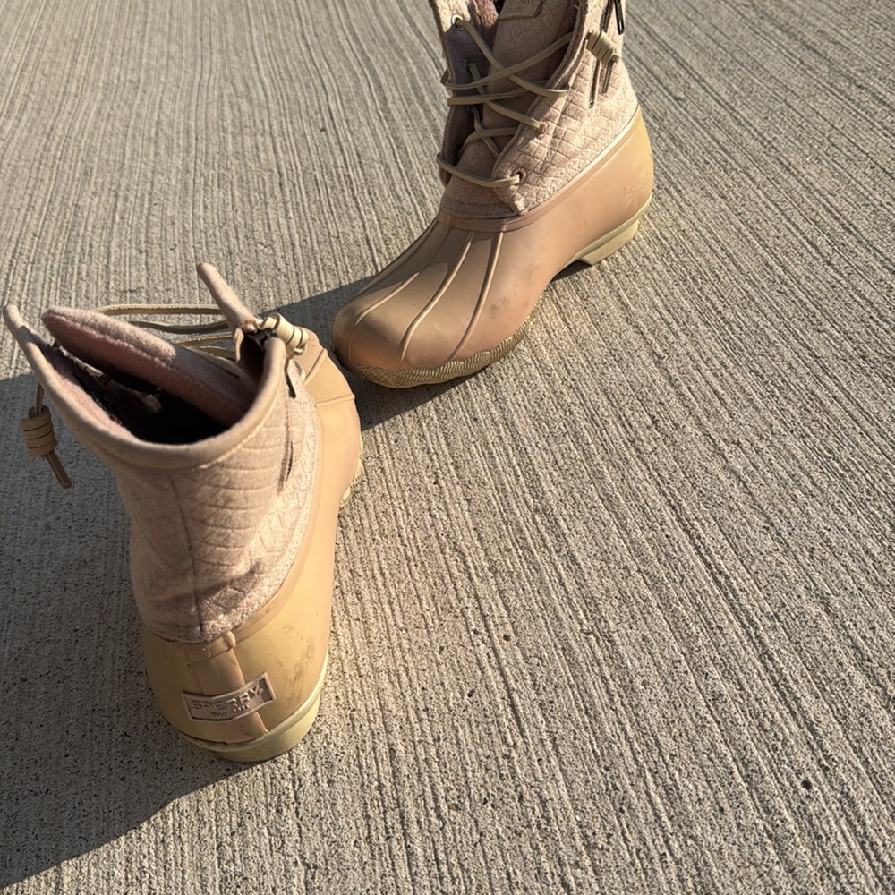 Sperry Top-Sider Saltwater Emboss Wool Rose Dust Rain Duck Boot 7.5 - Picture 7 of 8